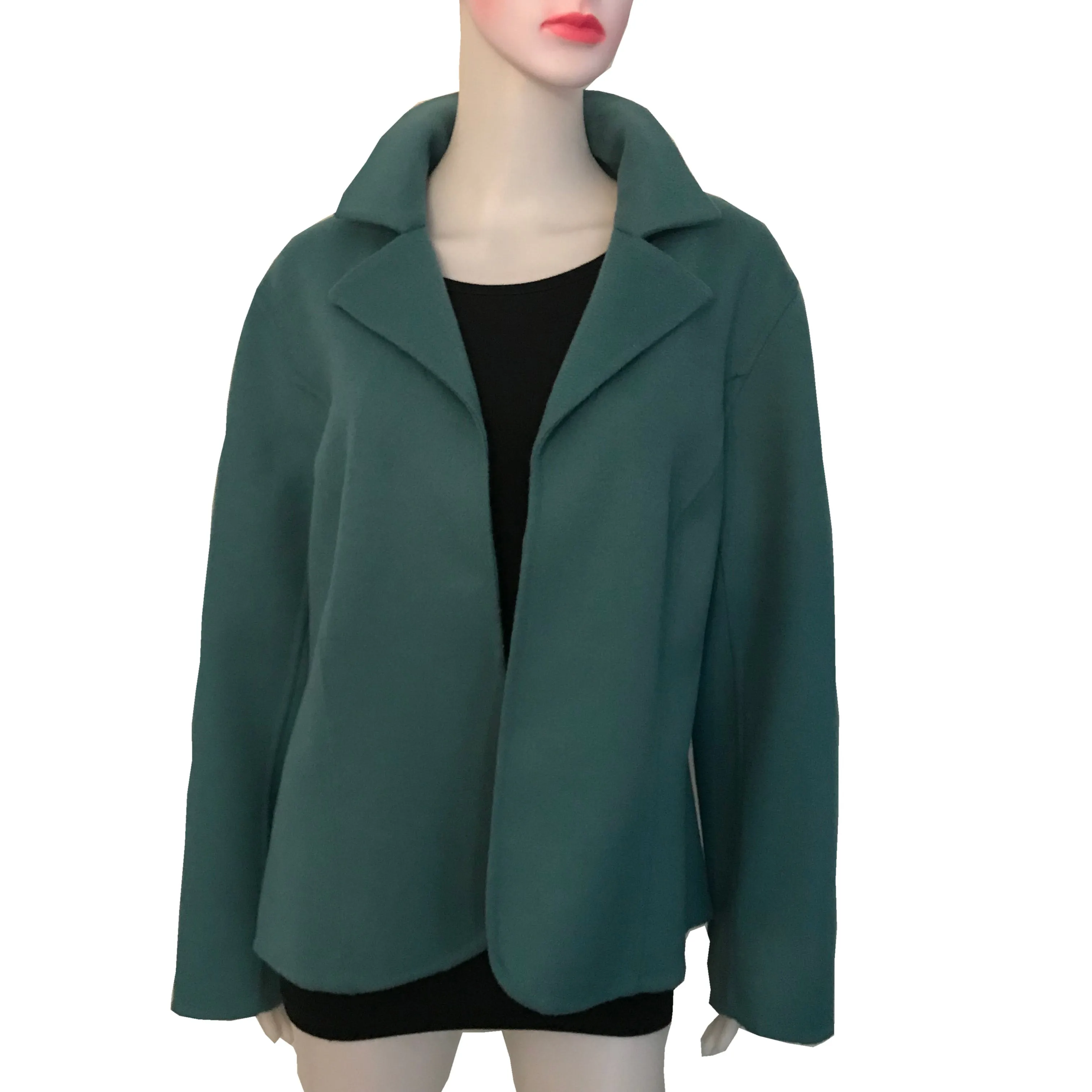 Vintage 1950s Teal Blue Wool Open-Front Jacket