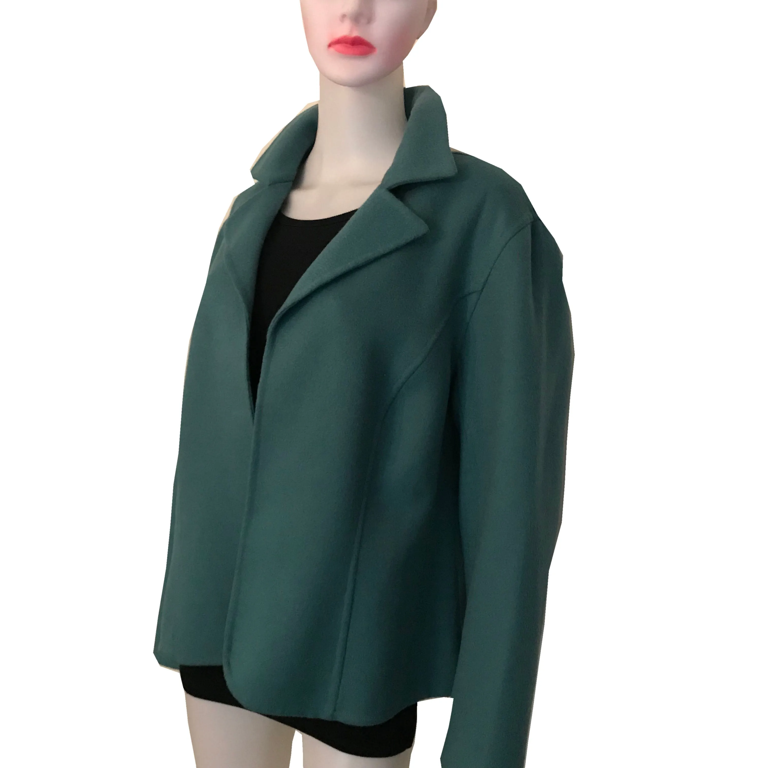 Vintage 1950s Teal Blue Wool Open-Front Jacket