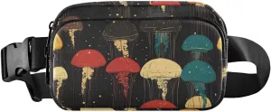 Vintage Cartoon Jellyfish Fanny Pack Water Resistant, Women Men Waist Pack Sling Bag Purse for Travel Hiking