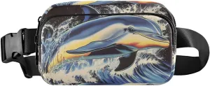 Vintage Dolphin Fanny Pack Water Resistant, Women Men Waist Pack Sling Bag Purse for Travel Hiking