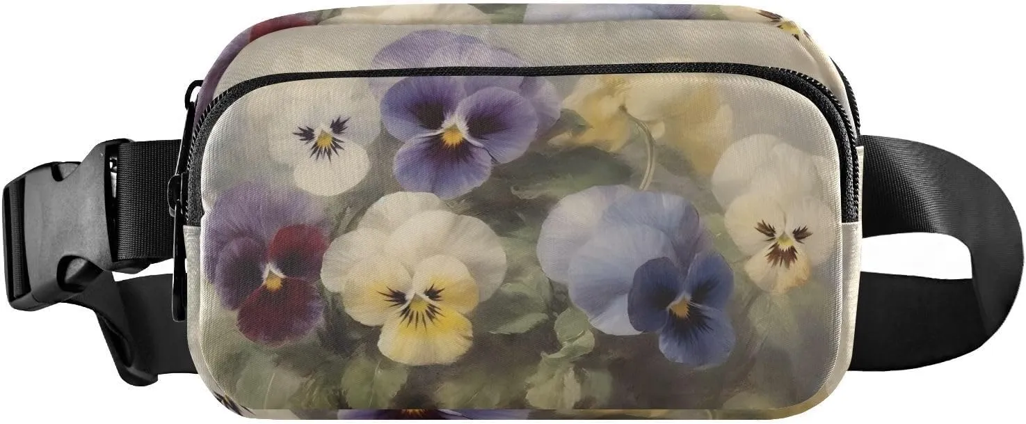 Vintage Flowers Fanny Pack for Travel Hiking Water Resistant Waist Pack Sling Bag Purse for Women Men