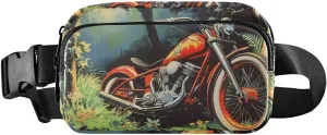 Vintage Motorcycle Fanny Pack Water Resistant, Women Men Waist Pack Sling Bag Purse for Travel Hiking