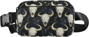 Vintage Skull Bison Fanny Pack Water Resistant, Women Men Waist Pack Sling Bag Purse for Travel Hiking