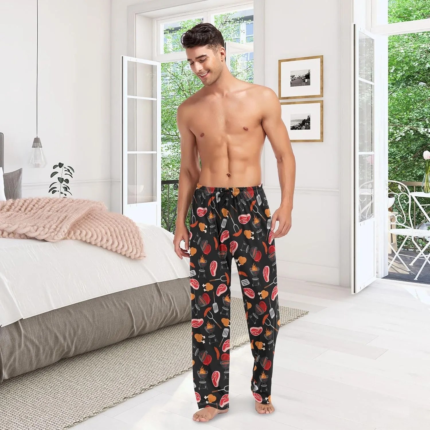 vvfelixl Mens Pajama Pants Fishes Men's Pajama Bottoms Sleep Lounge Pj Pants for Men With Drawstring Pockets S