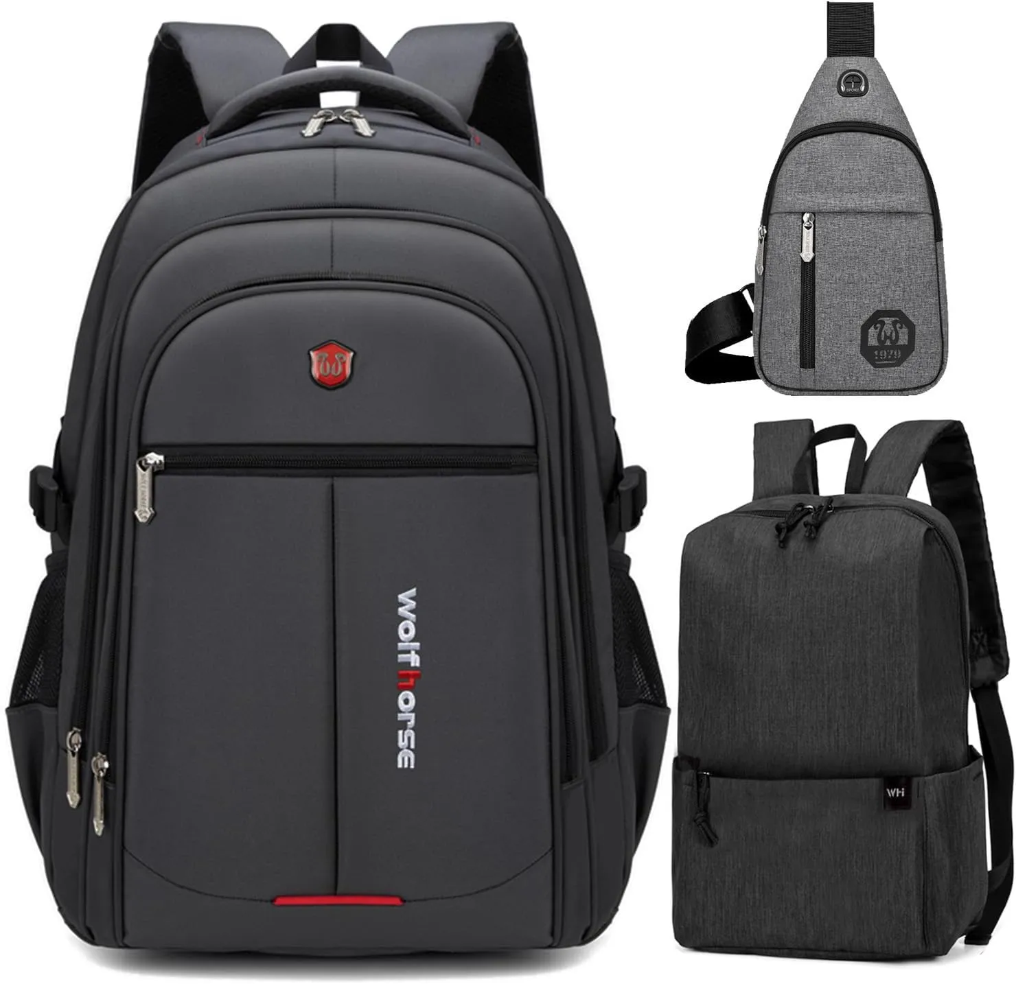 Water Resistant Laptop Backpack with Shoulder Strap, Standard Trvel Backpack for Men and Women, Black (Dark gray)