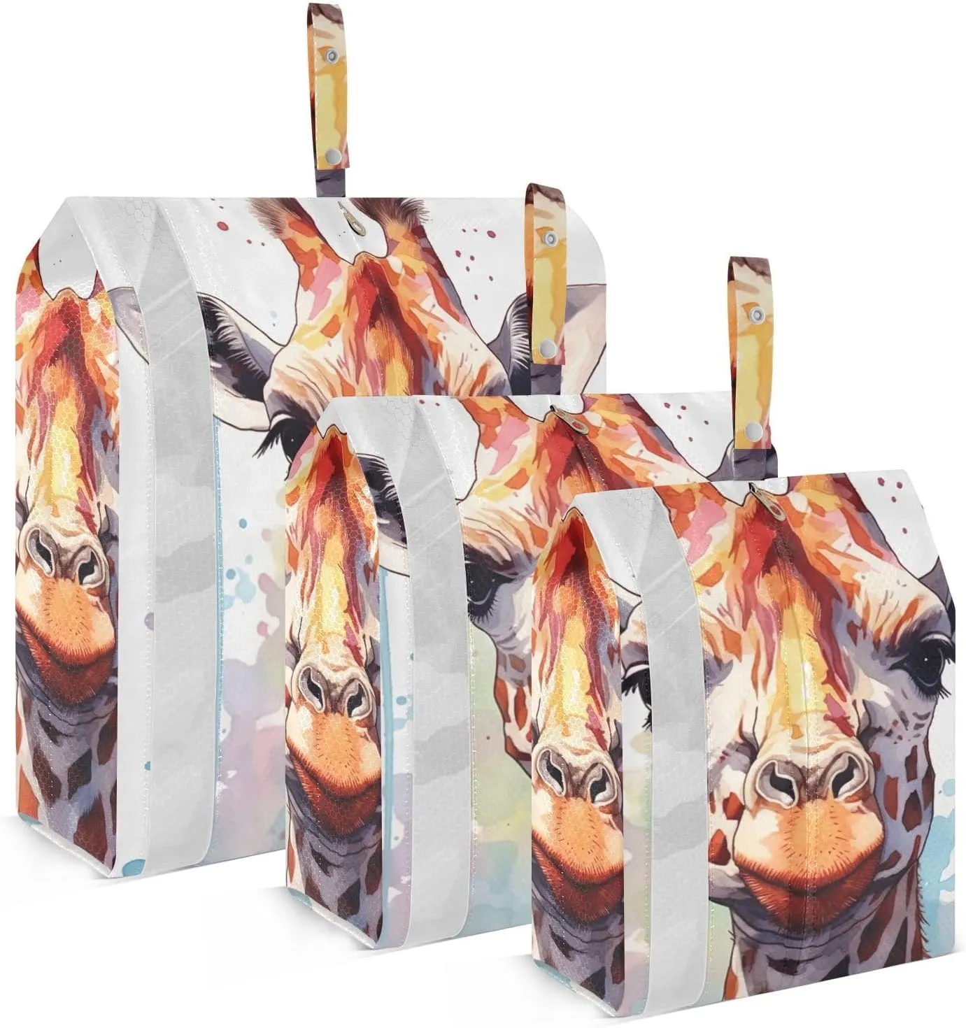 Watercolor Giraffe Compression Packing Cubes, 3pcs Compressible Expandable Travel Packing Organizer, Travel Cubes for Suitcase Carry On