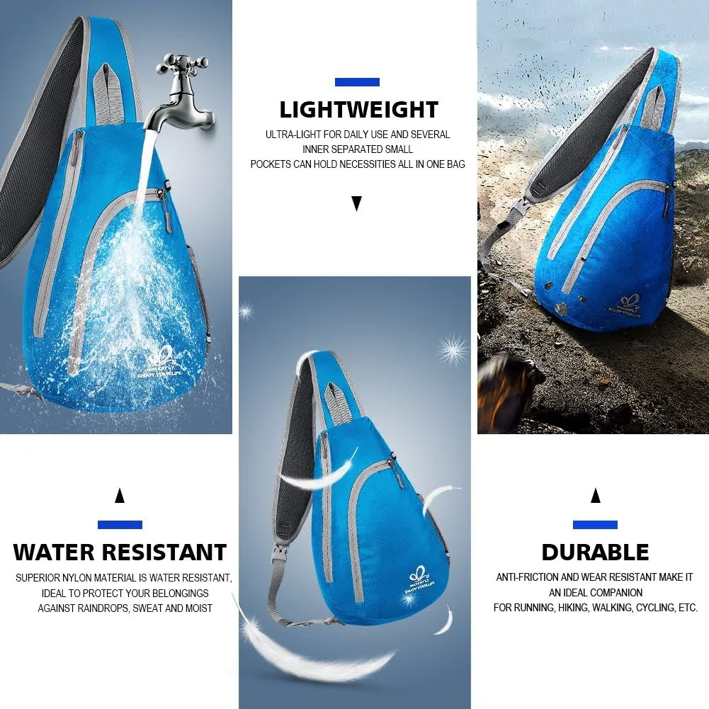 WATERFLY Crossbody Sling Bag Small Water Resistant Backpack Lightweight Shoulder Chest Daypack for Men Women Hiking Travel