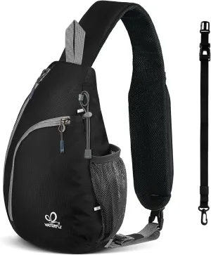 WATERFLY Crossbody Sling Bag Small Water Resistant Backpack Lightweight Shoulder Chest Daypack for Men Women Hiking Travel
