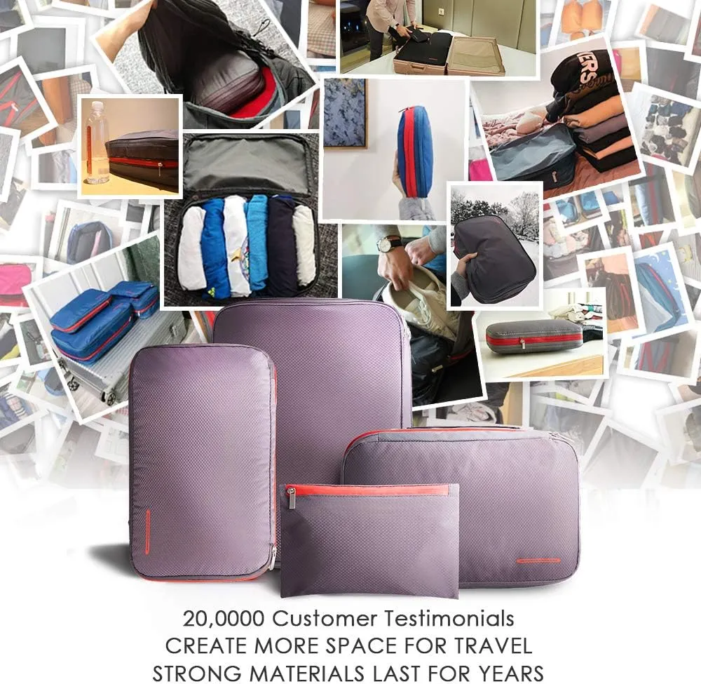 Waterproof Compression Packing Cubes,Travel Packing organizers for Carry on Luggage,Backpacking, Suitcases