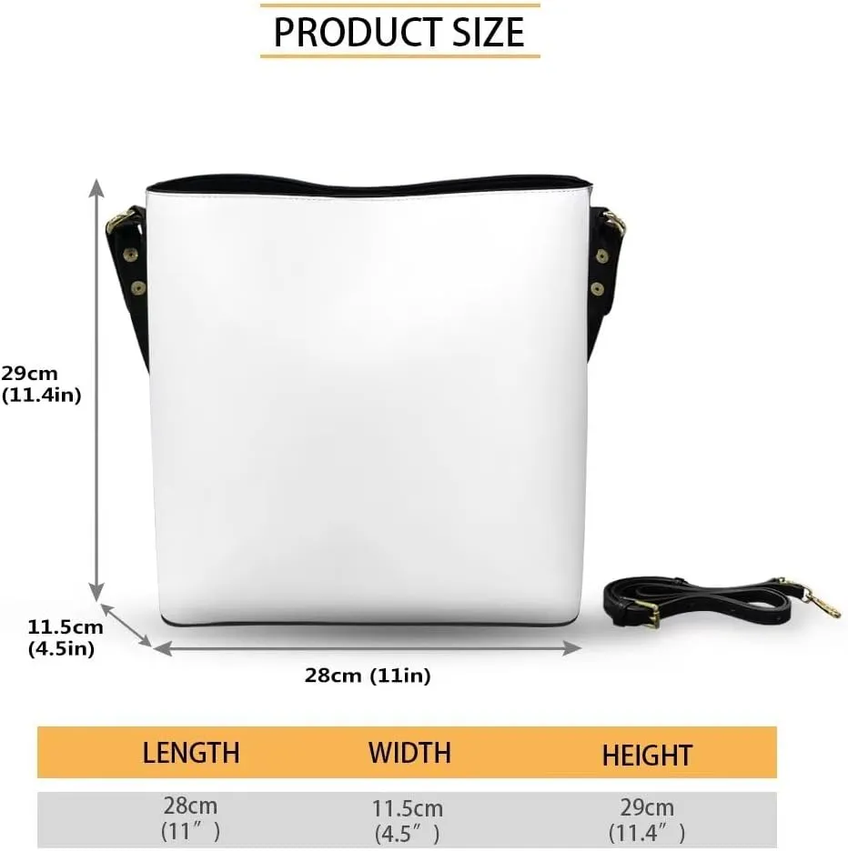 Waterproof Leather Bucket Bag, Water Resistant Adjustable Crossbody Sling Bag for Travel Daily, 11x 4.5x 11.4