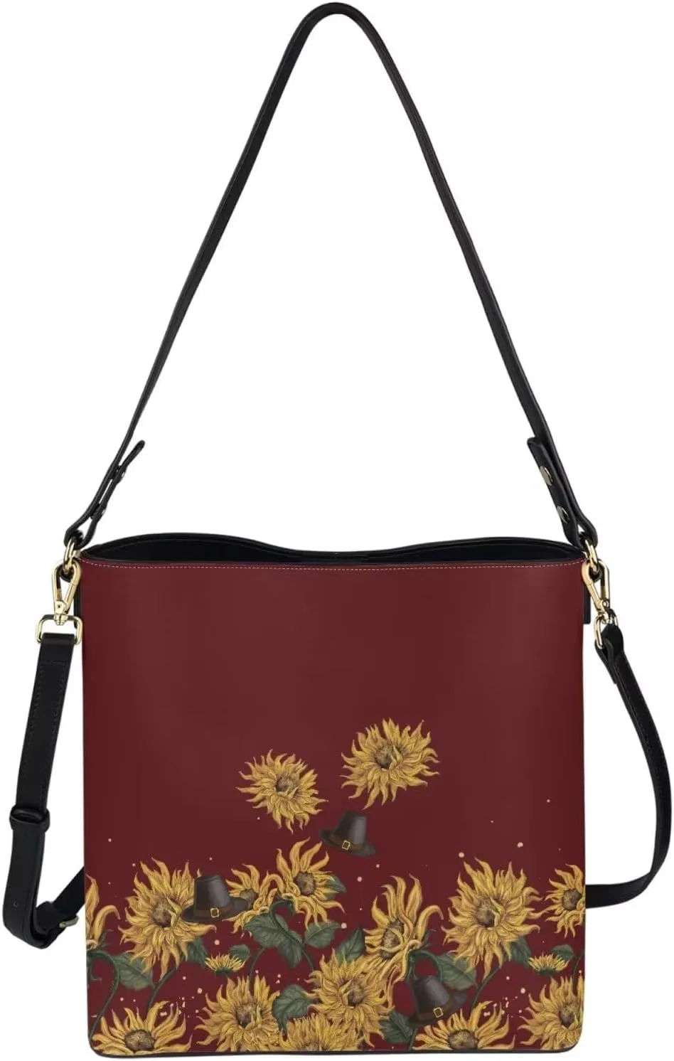 Waterproof Leather Bucket Bag, Water Resistant Adjustable Crossbody Sling Bag for Travel Daily, 11x 4.5x 11.4
