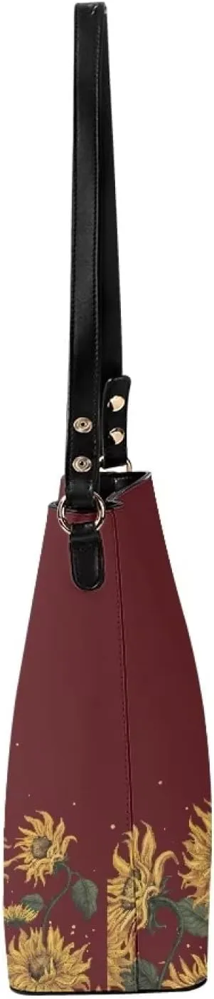 Waterproof Leather Bucket Bag, Water Resistant Adjustable Crossbody Sling Bag for Travel Daily, 11x 4.5x 11.4