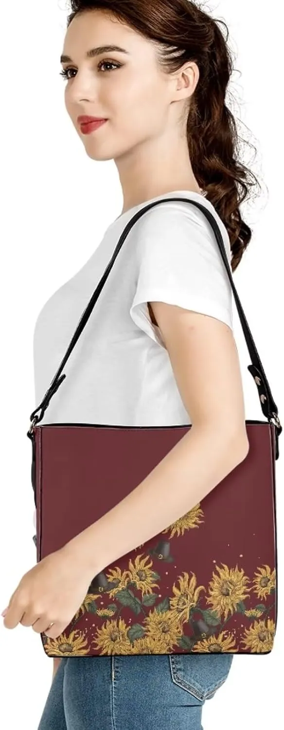 Waterproof Leather Bucket Bag, Water Resistant Adjustable Crossbody Sling Bag for Travel Daily, 11x 4.5x 11.4