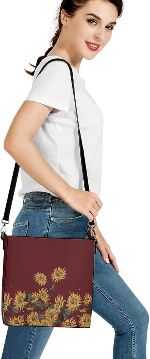 Waterproof Leather Bucket Bag, Water Resistant Adjustable Crossbody Sling Bag for Travel Daily, 11x 4.5x 11.4