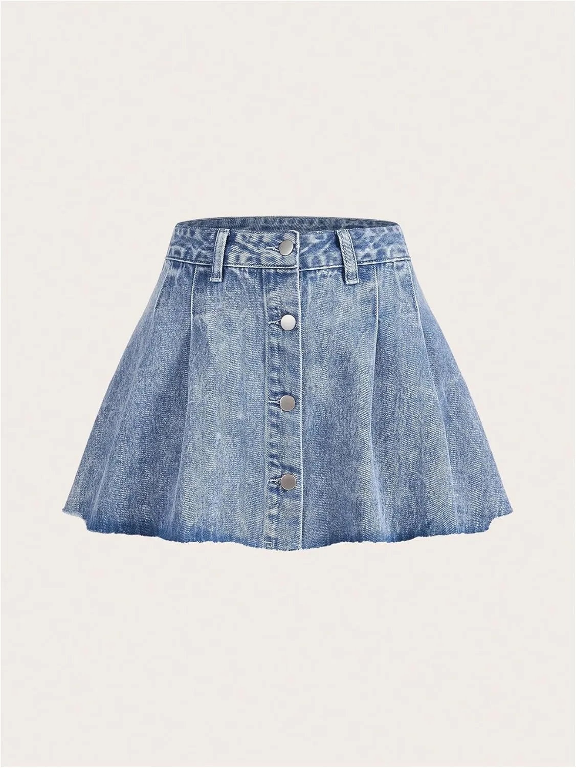 WDIRARA Women's Button Down High Waisted Denim Skirt Y2k Ruffle A Line Mini Skirts