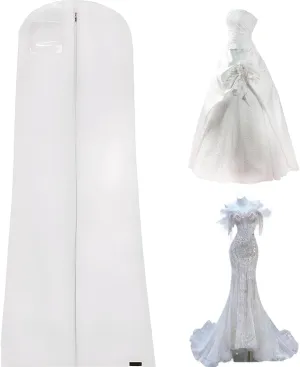 Wedding Dress Garment Bag Extra-Long Waterproof Wedding Dress Garment Bag with Viewing Window Full-Length Zippered Garment Bag with Label Compartment for Gowns Suits Coats, Garment Bags