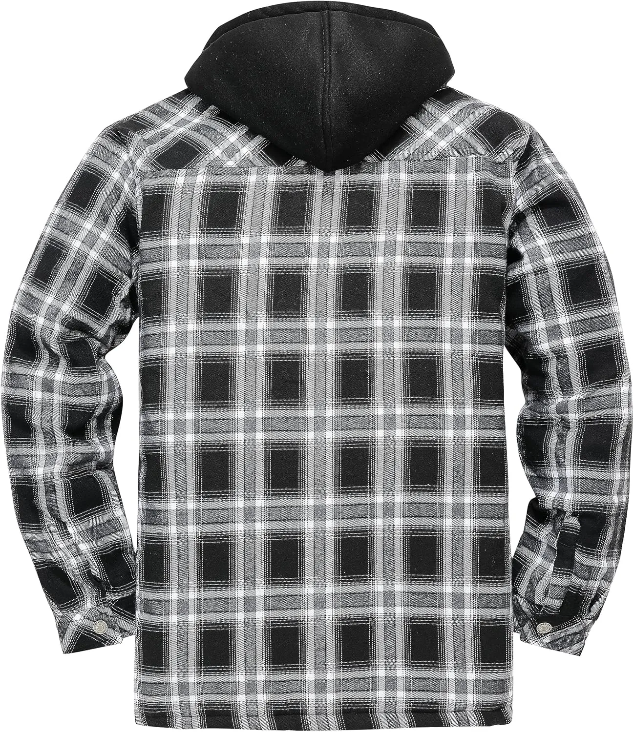 WenVen Men's Thicken Plaid Flannel Quilted Shirts Jacket with Removable Hood