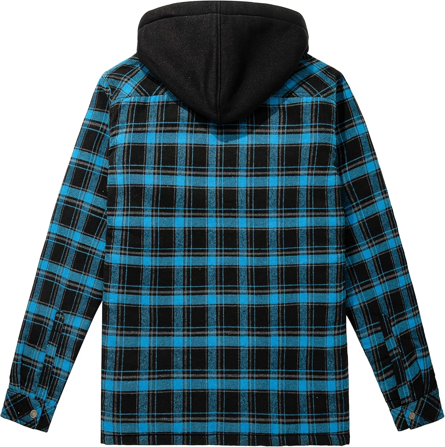 WenVen Men's Thicken Plaid Flannel Quilted Shirts Jacket with Removable Hood