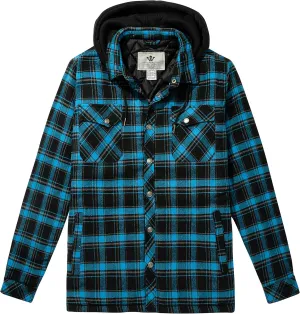 WenVen Men's Thicken Plaid Flannel Quilted Shirts Jacket with Removable Hood