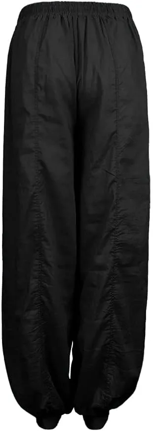 White Linen Pants Women| Wide Leg Dressy Baggy Beach Harem Pants with Pockets Solid Yoga Palazzo Pants for Women