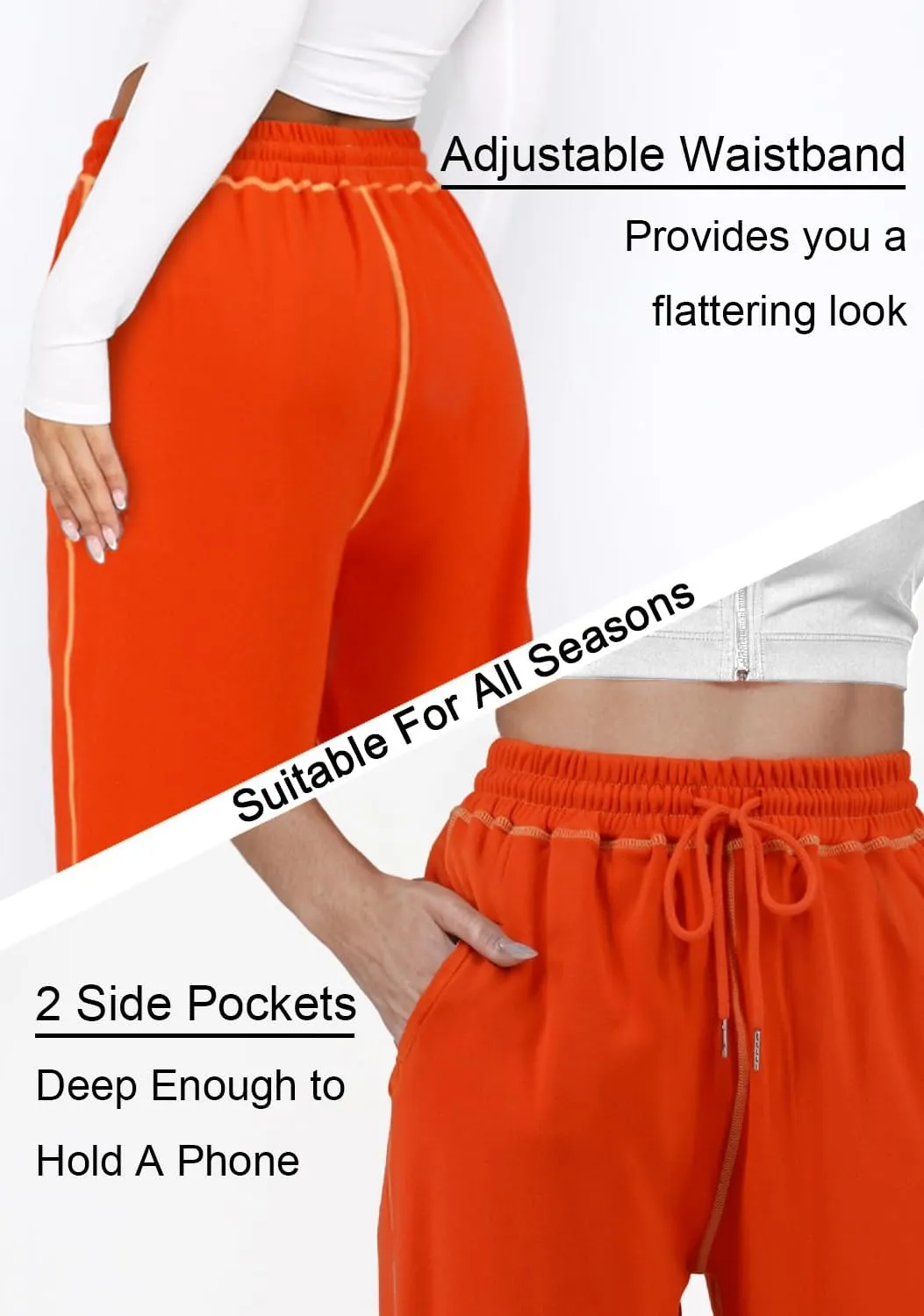 Wide Track Pants Women - Wide Leg Drawstring Lounge Pants Sweatpants Women Pajama Pants Joggers with Pockets