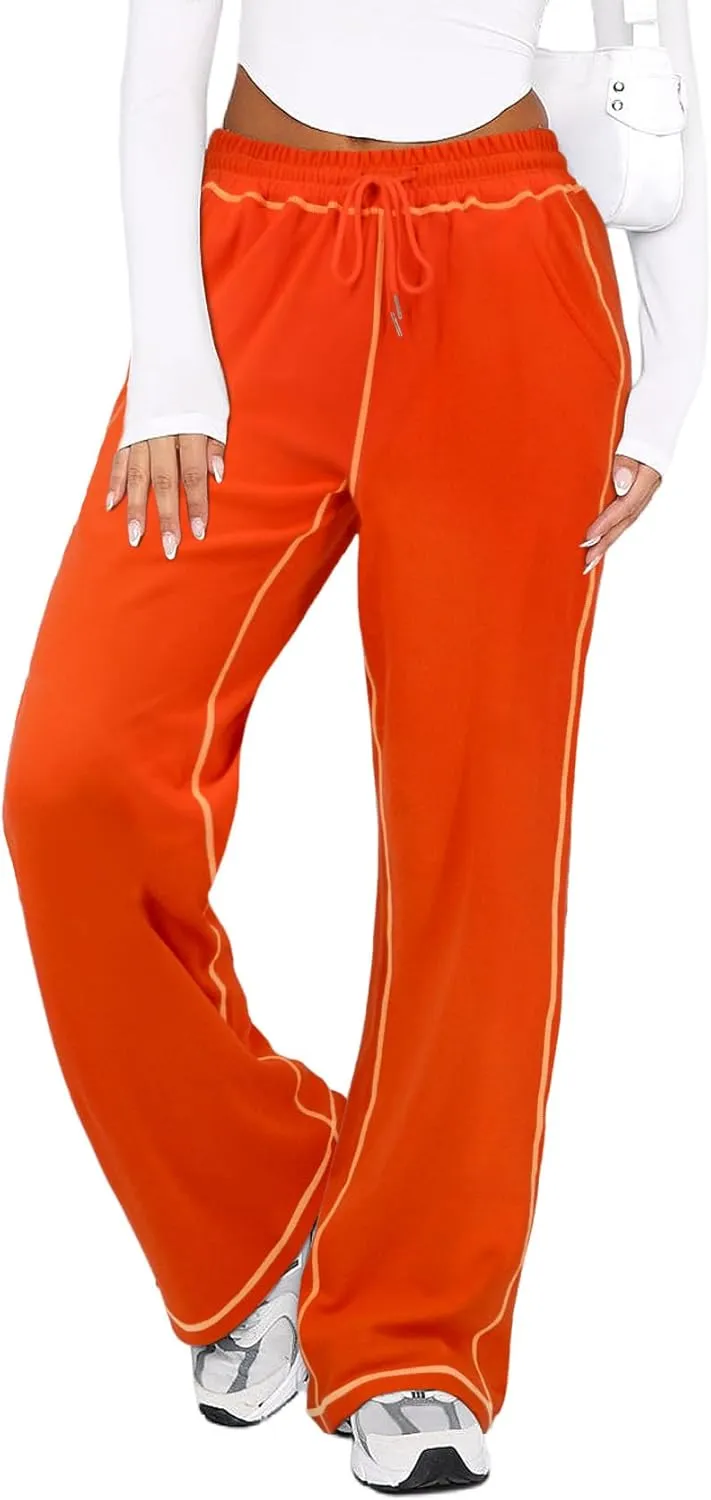 Wide Track Pants Women - Wide Leg Drawstring Lounge Pants Sweatpants Women Pajama Pants Joggers with Pockets