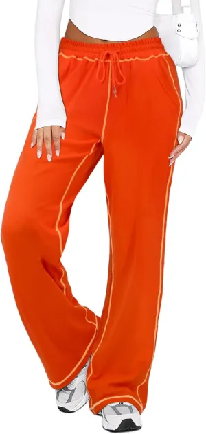 Wide Track Pants Women - Wide Leg Drawstring Lounge Pants Sweatpants Women Pajama Pants Joggers with Pockets