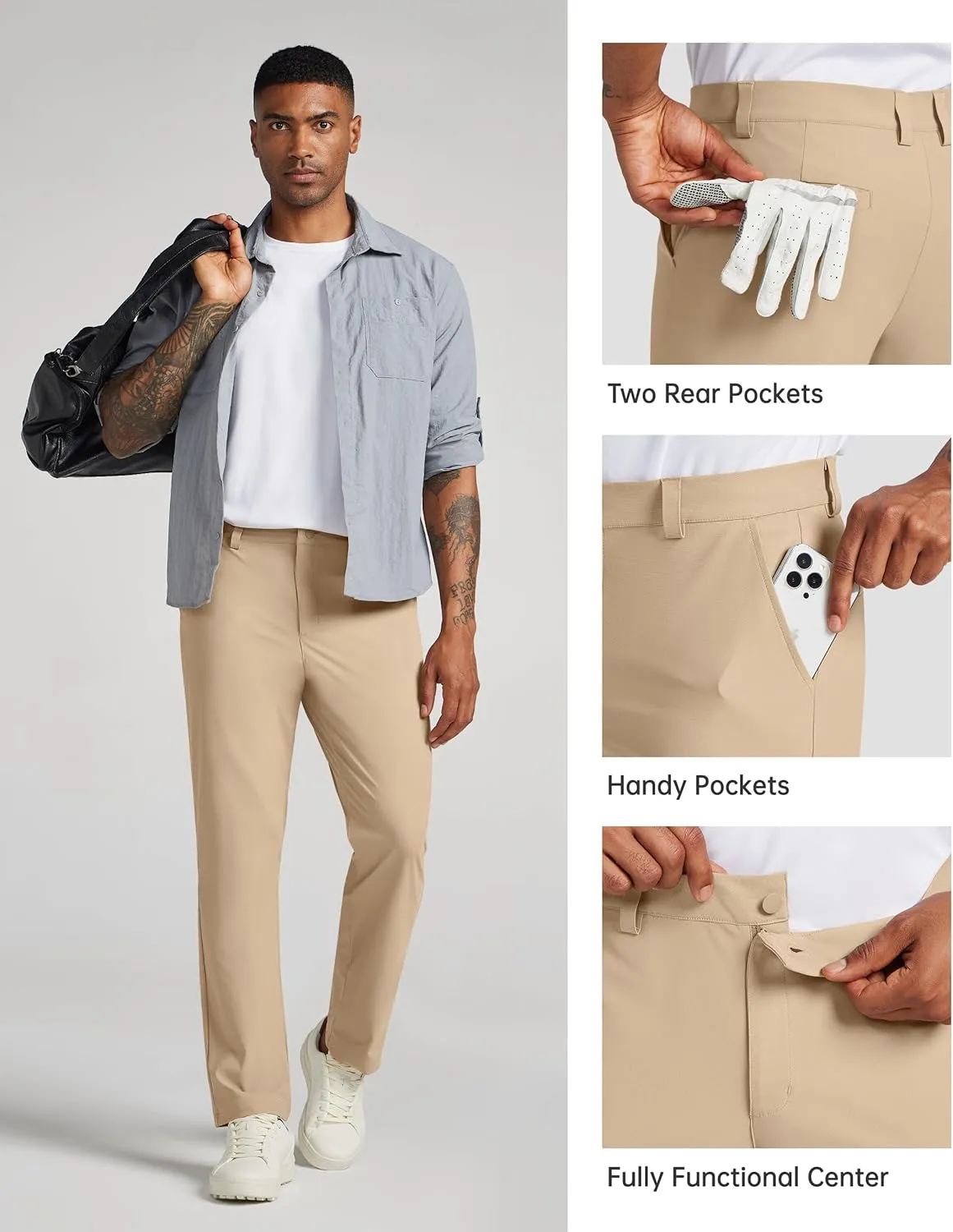 Willit Mens Golf Pants Stretch Dress Pants Quick Dry Work Business Slacks Casual Pants with 4 Pockets 30"/32"/34"