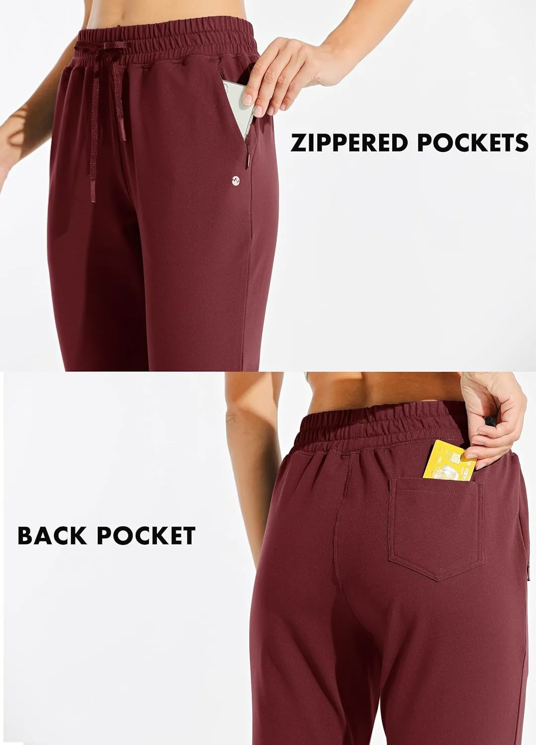 Willit Women's Fleece Lined Joggers Warm Pants Running Thermal Sweatpants Winter Athletic Hiking Water Resistant with Pockets