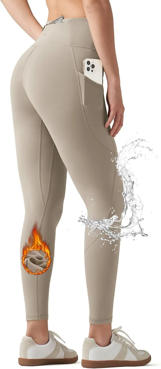 Willit Women's Fleece Lined Leggings Water Resistant Winter Pants Thermal High Waisted Yoga Hiking Running Tights Pockets