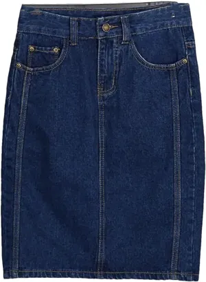 Woman Patchwork Denim Skirt Summer Vintage High Waisted A-Line Skirt Fashion Button Casual Skirt