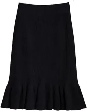 Women Autumn Winter Elegant High Waist Mermaid Skirt Solid Color Lady Office Wear Knitted Pleated Skirts