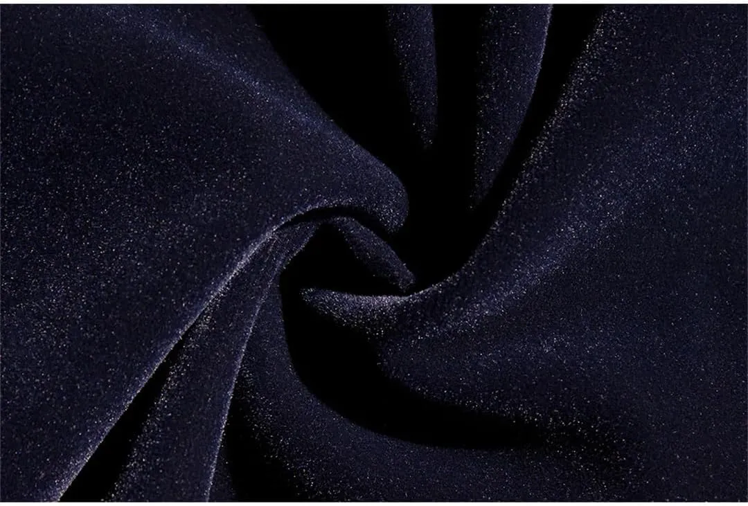 Women Blue Velour A Line Skirt Vintage High Waist Pocket Pleated Casual Long Midi Skirts