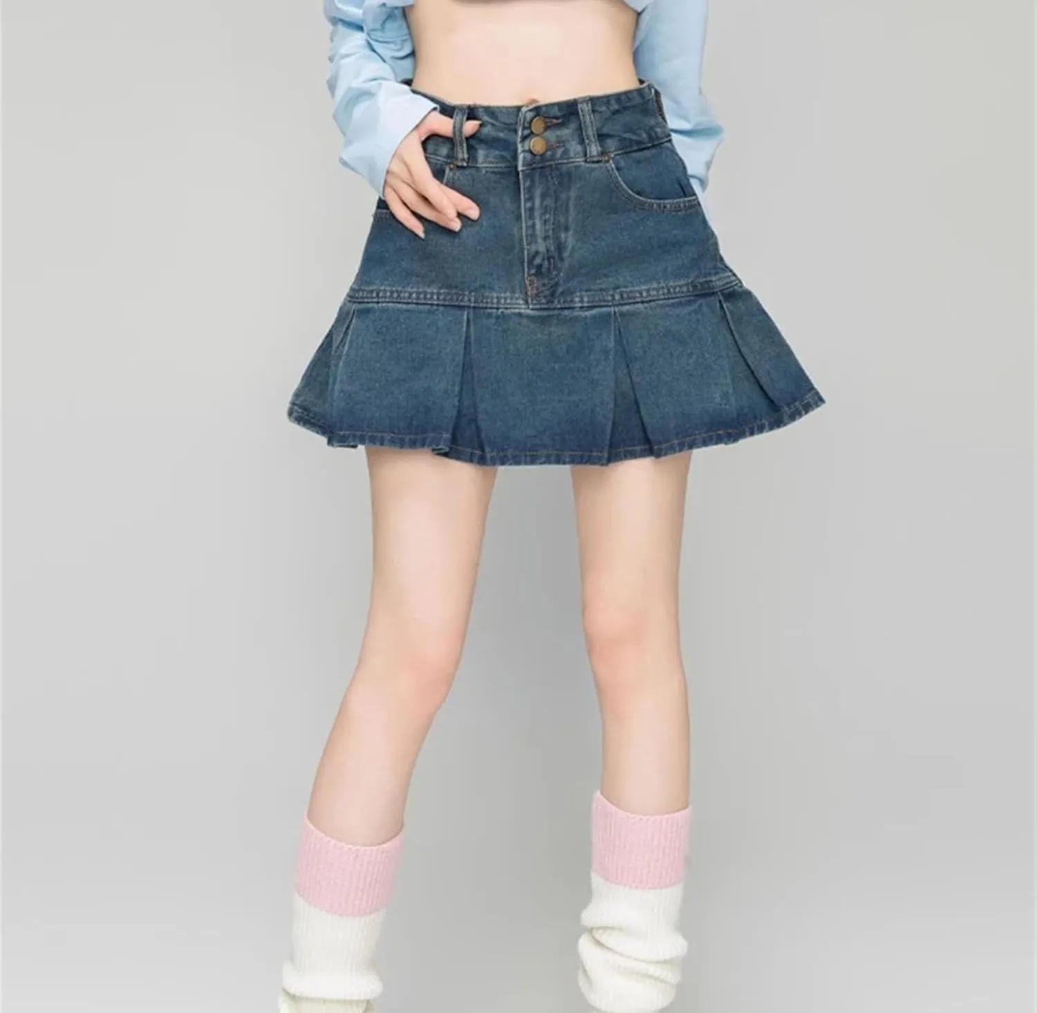 Women Denim Skirts Fashion Slim Above Knee Mini Skirt Summer Stretchy High Waisted Casual Bodycon Skirt