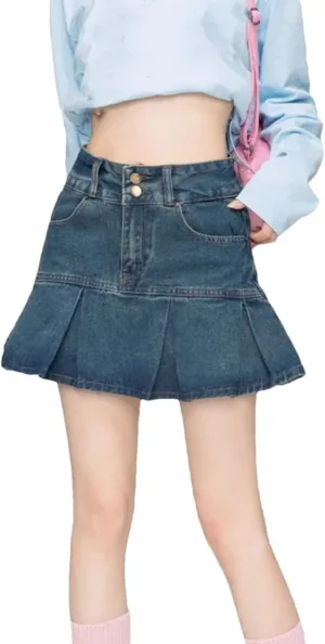 Women Denim Skirts Fashion Slim Above Knee Mini Skirt Summer Stretchy High Waisted Casual Bodycon Skirt