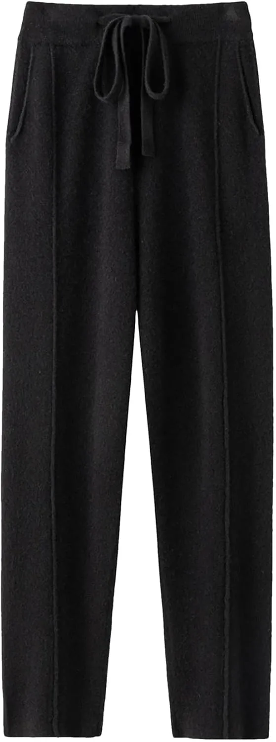 Women Knitted Harem Pants High Waist Drawstring Loose Casual Fashion Sweatpants