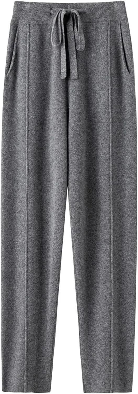 Women Knitted Harem Pants High Waist Drawstring Loose Casual Fashion Sweatpants