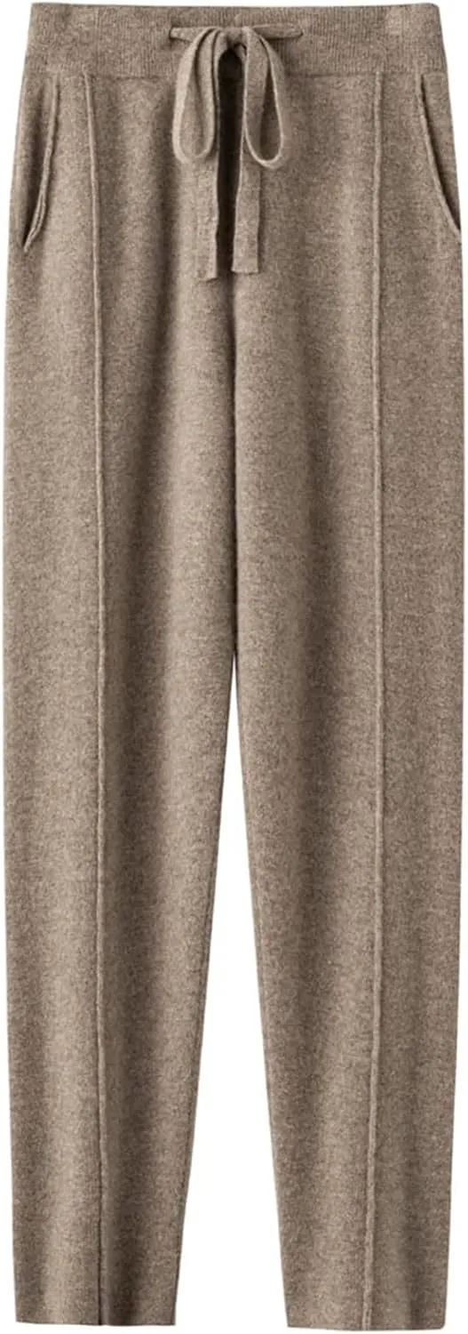 Women Knitted Harem Pants High Waist Drawstring Loose Casual Fashion Sweatpants