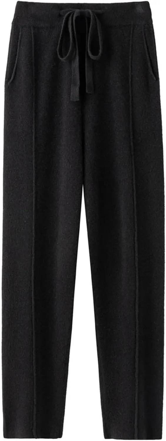 Women Knitted Harem Pants High Waist Drawstring Loose Casual Fashion Sweatpants