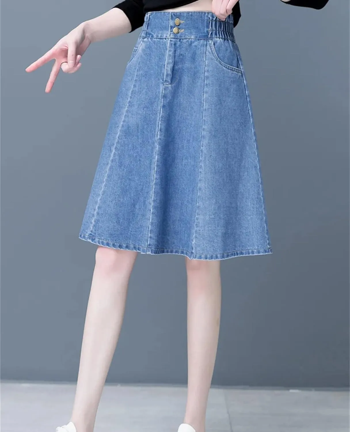 Women Mini Denim Skirts Summer High Waisted A-Line Jeans Skirt Fashion Loose Casual Skirt