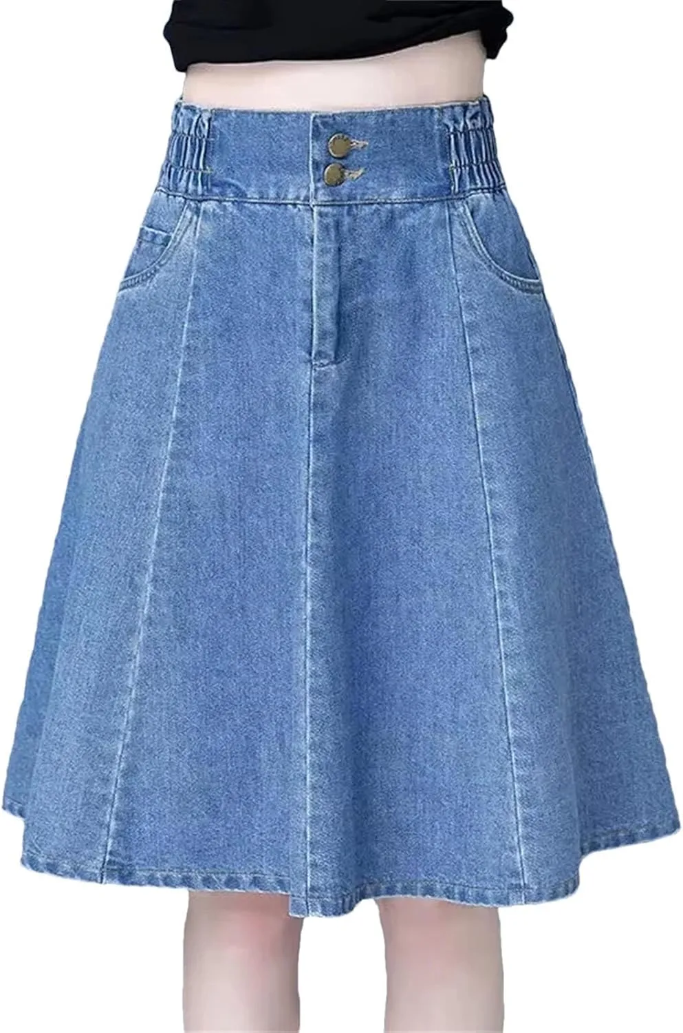Women Mini Denim Skirts Summer High Waisted A-Line Jeans Skirt Fashion Loose Casual Skirt