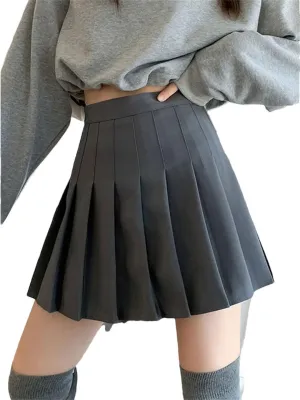 Women Pleated Skirts High Waist Zipper Girls Dancing JK Mini Skirts Student A Line Faldas