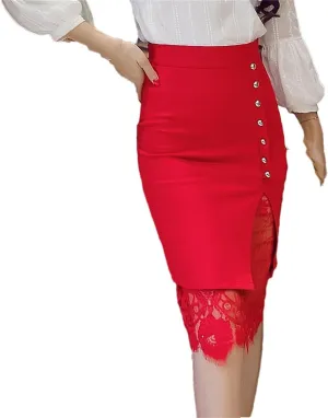 Women Skirt Black High Waist Skirt Lace Pencil Skirt Skirts Womens