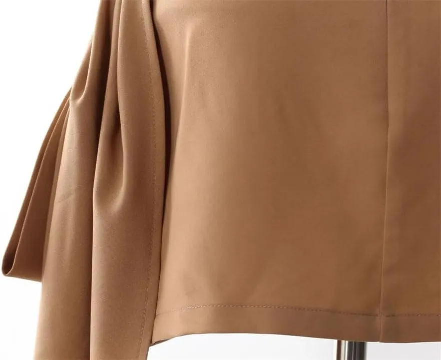 Women Solid Bow Ribbon Skirt High Waist Wrap Hip Pleated Slim Fit Asymmetric Mini Skirts