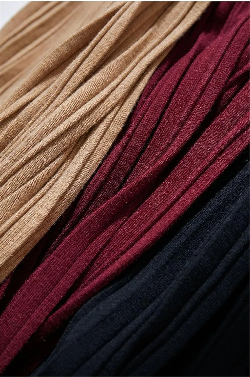 Women Solid Elastic High Waist Pleated Knitted Skirt Midi A-Line Skirt Business Casual Office Lady Work Skirts