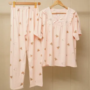 Women Sweet Pink  Pajamas Set (WF-010)