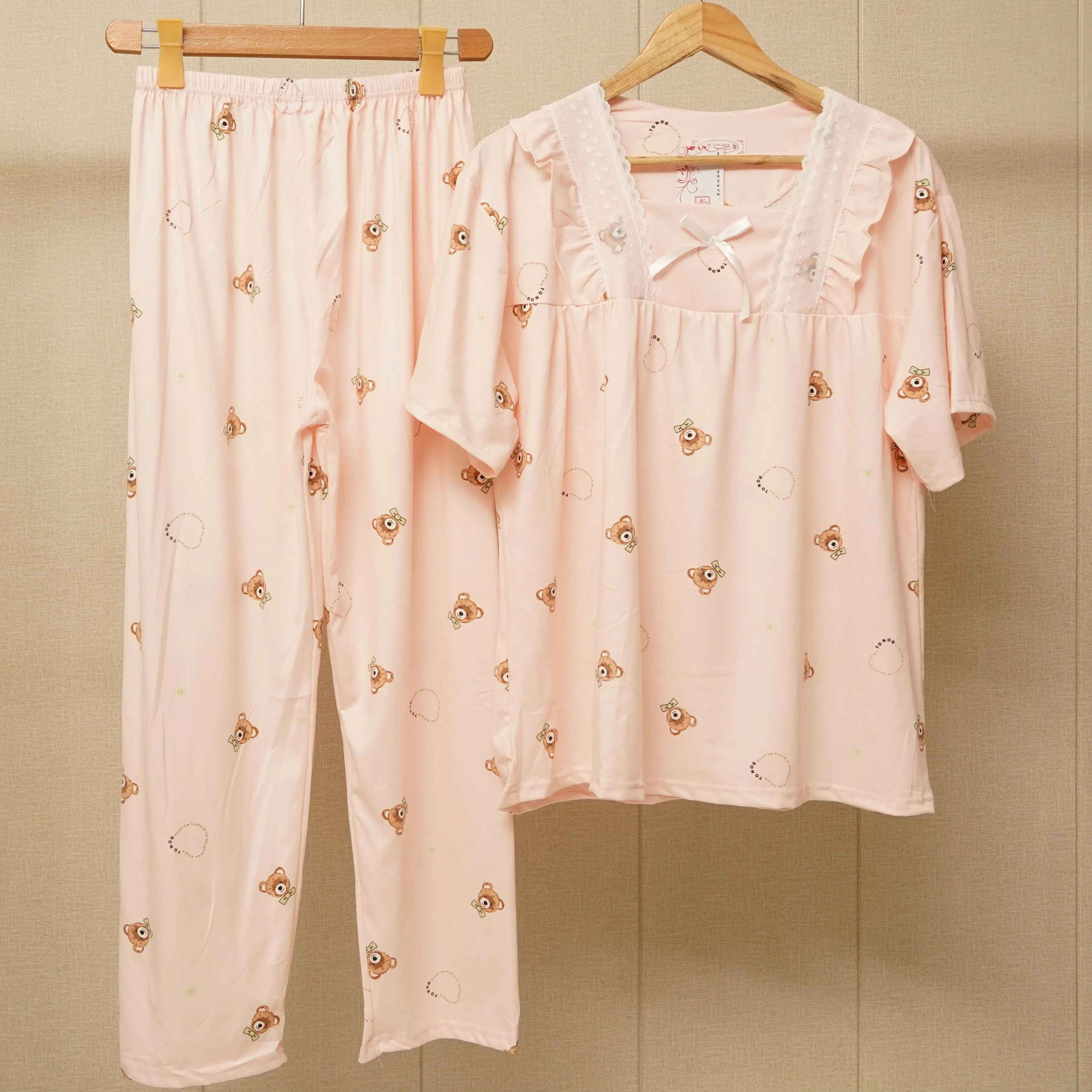 Women Sweet Pink  Pajamas Set (WF-010)