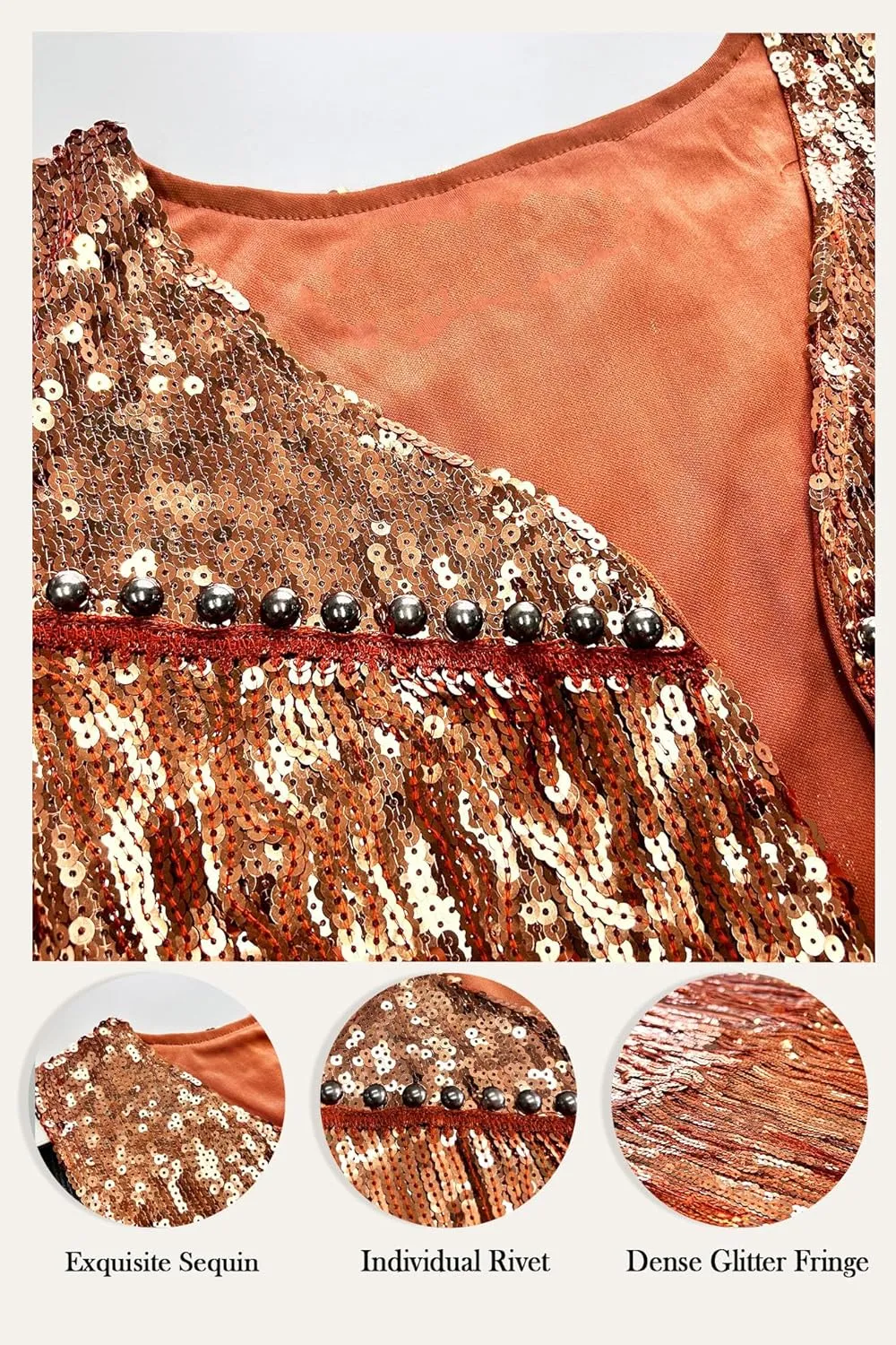 Women Tassel Vest 70s Hippie Sparkly Fringe Sequin Jacket Cardigan Rivet Sleeveless Open Front Coat