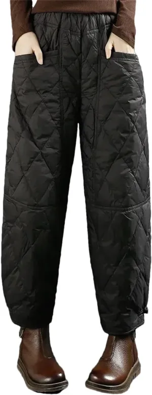 Women Thicken Solid Harem Pants Winter High Waist Down Cotton Windproof Pantalones Loose Ankle Length