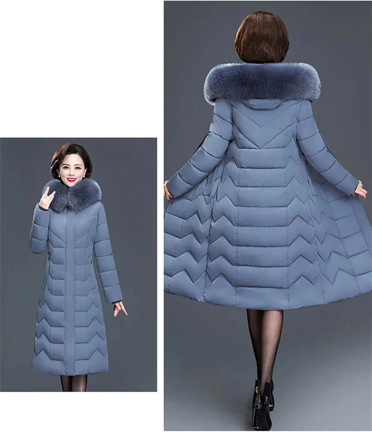 Women Thicken Warm Parkas Winter Hooded Puffer Jacket Long Cotton-Padded Middle Aged Mother Coat